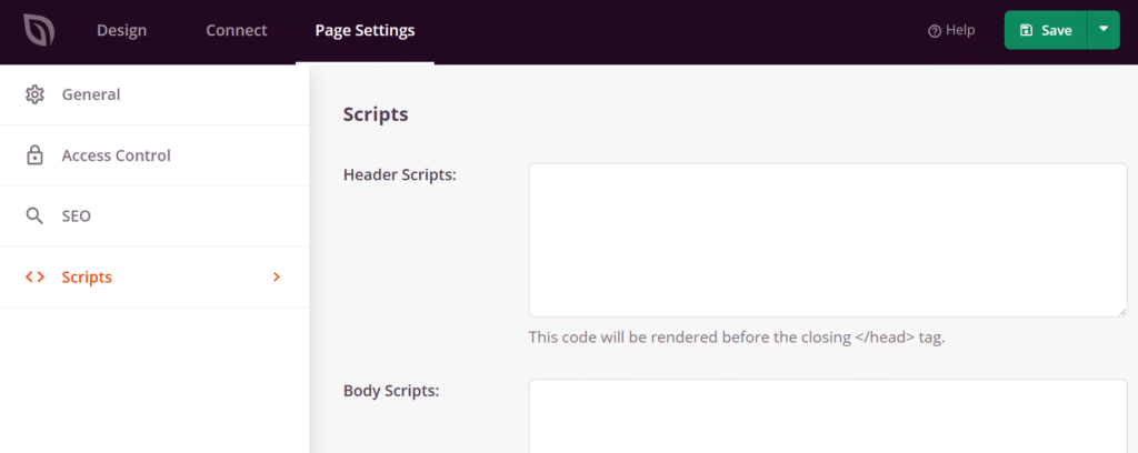 scripts settings
