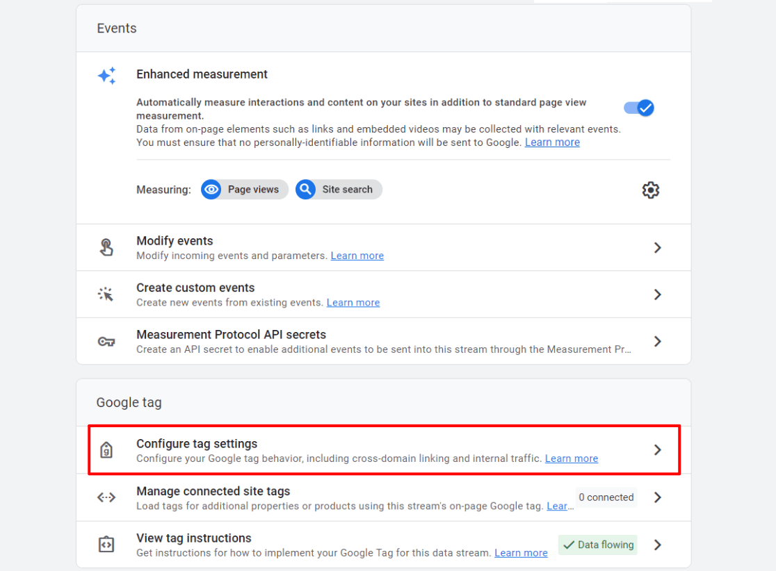 Configure tag settings in GA4