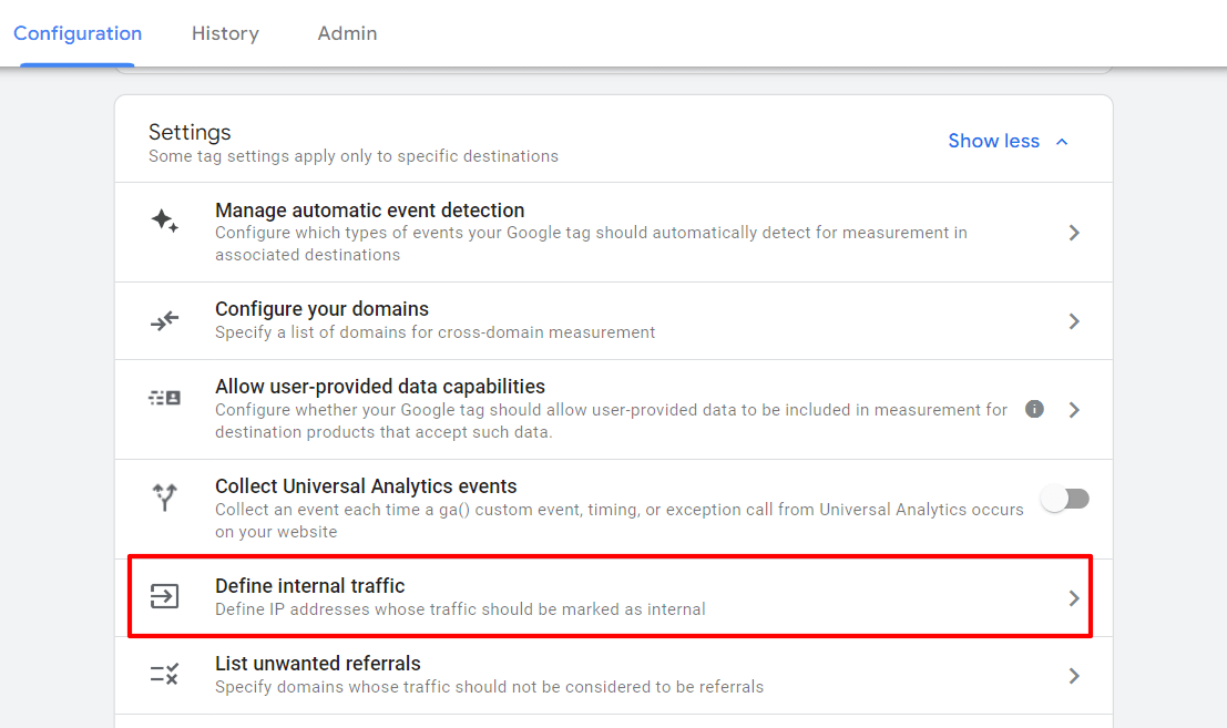 Define internal traffic in GA4