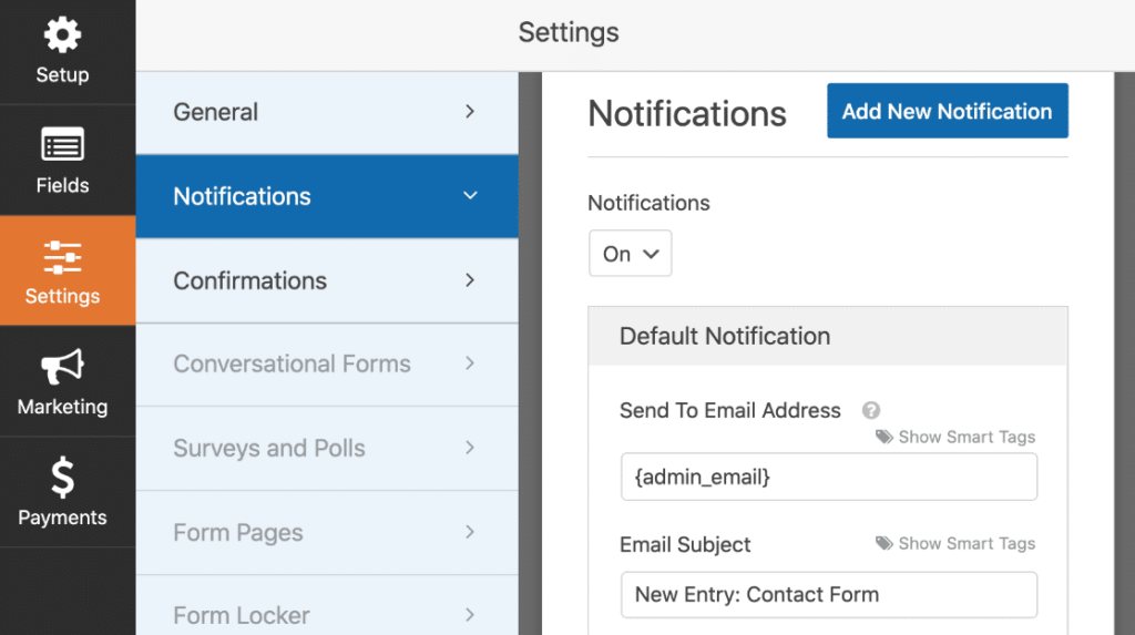form notifications