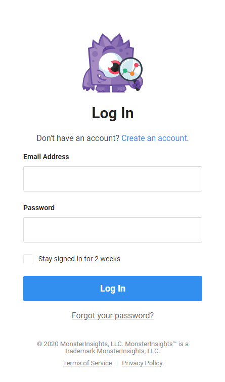 MonsterInsights Login Form