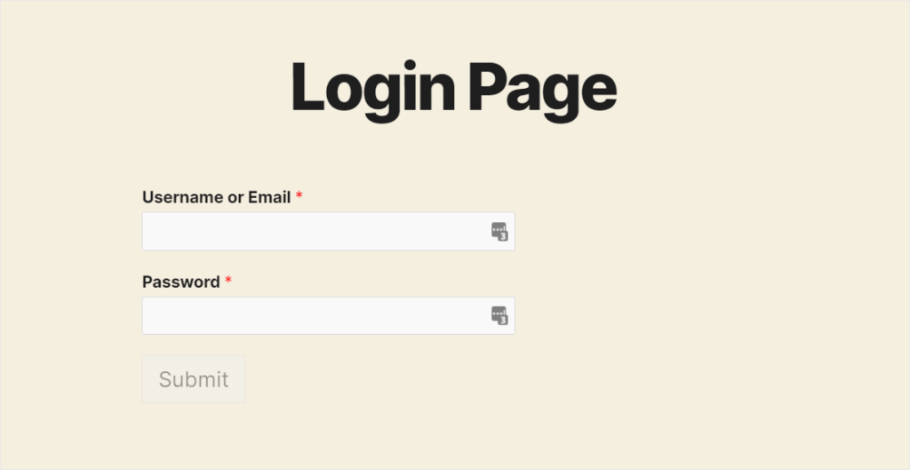 wpforms login page