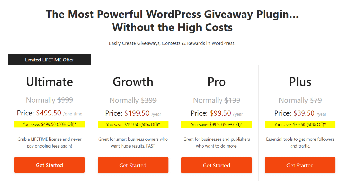 RafflePress Pricing