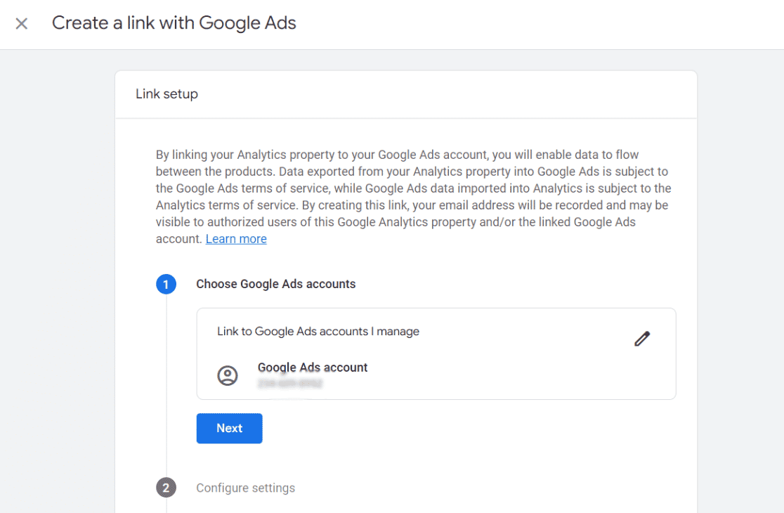 Create a Link with Google Ads