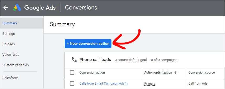 Google Ads Conversion Tracking Add New