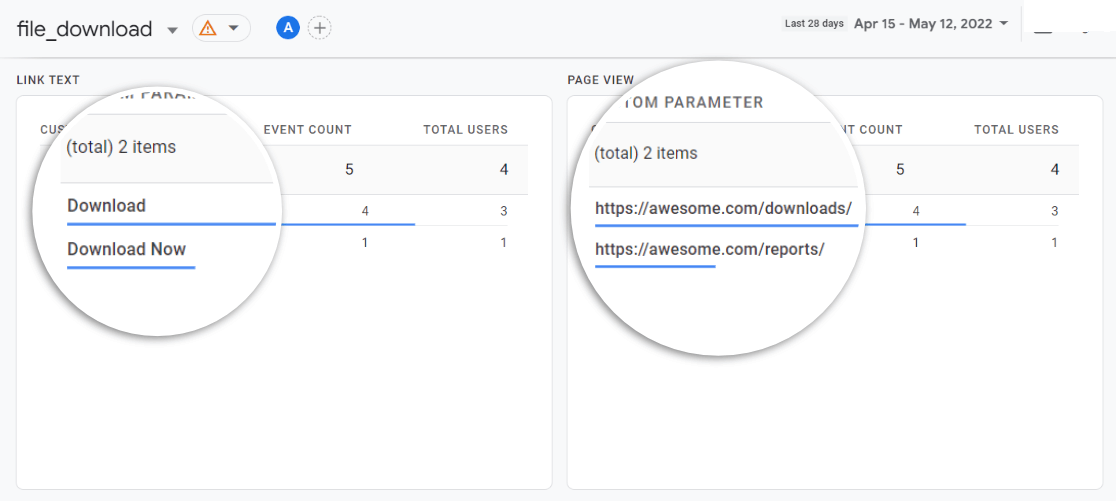 File Download Data - GA4