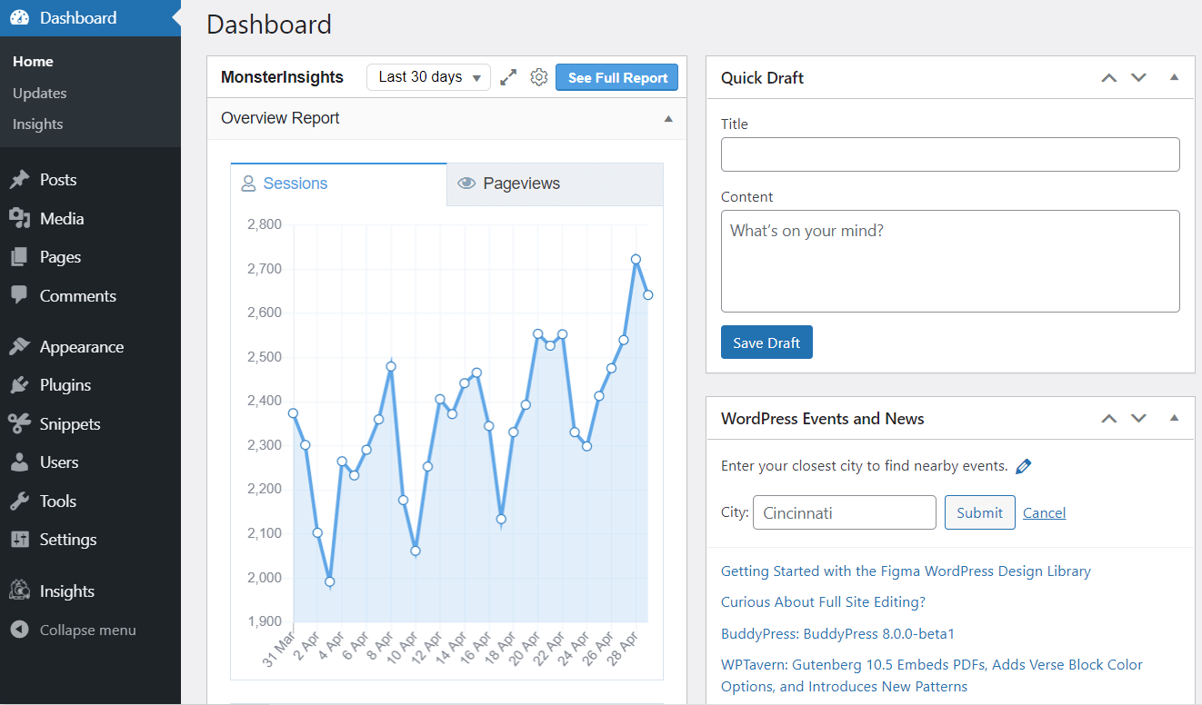 MonsterInsights in the WordPress dashboard