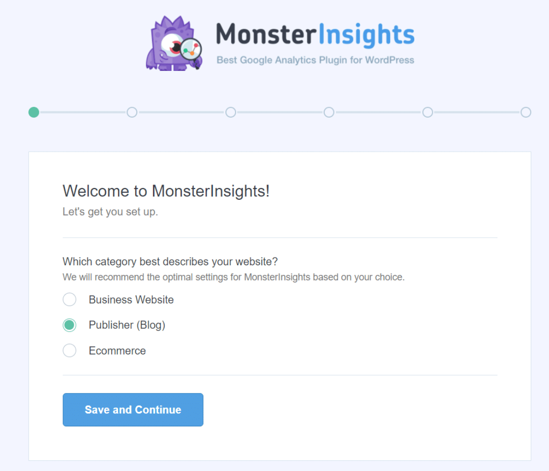 monsterinsights setup wizard