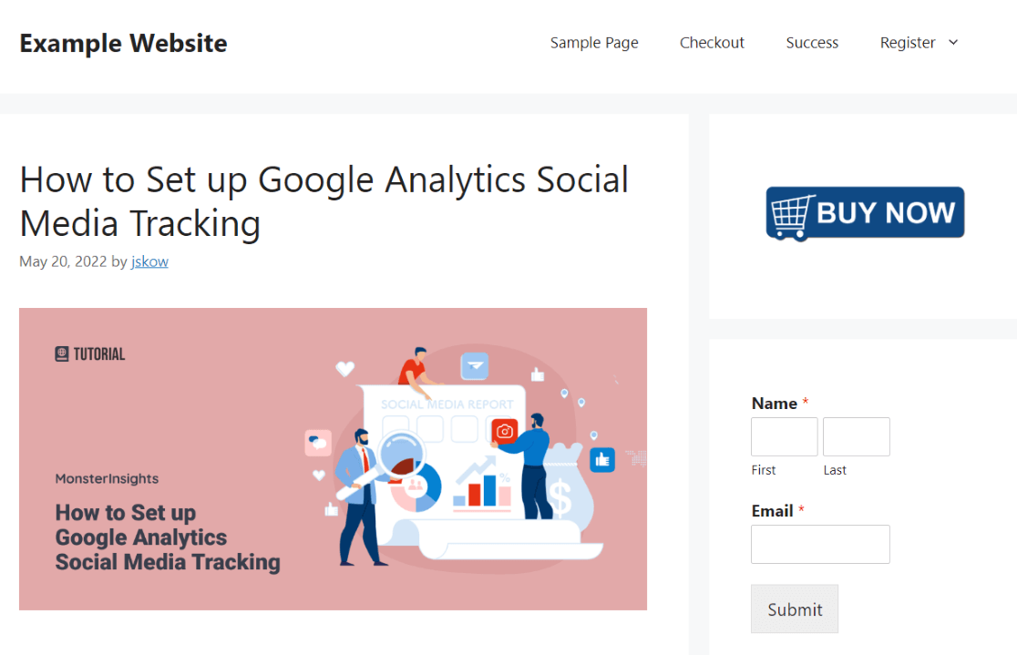 Google Analytics custom event tracking example