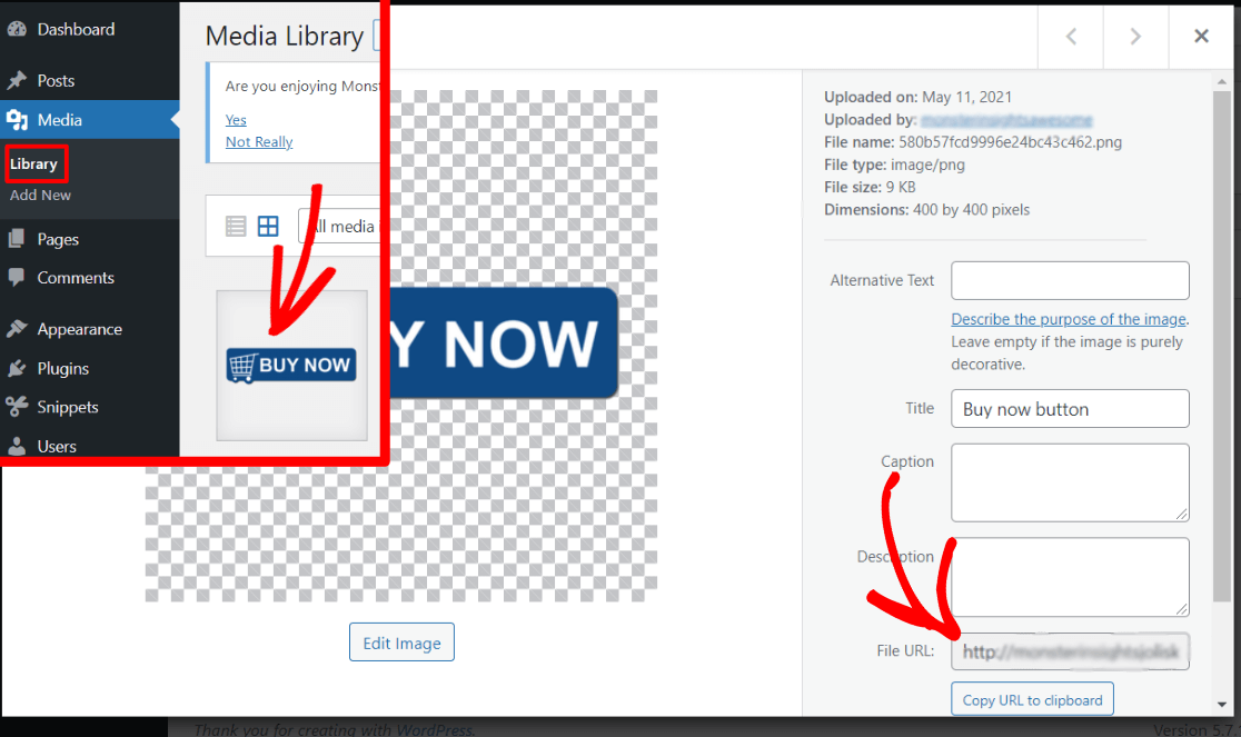 How to find your image link in the WordPress media library