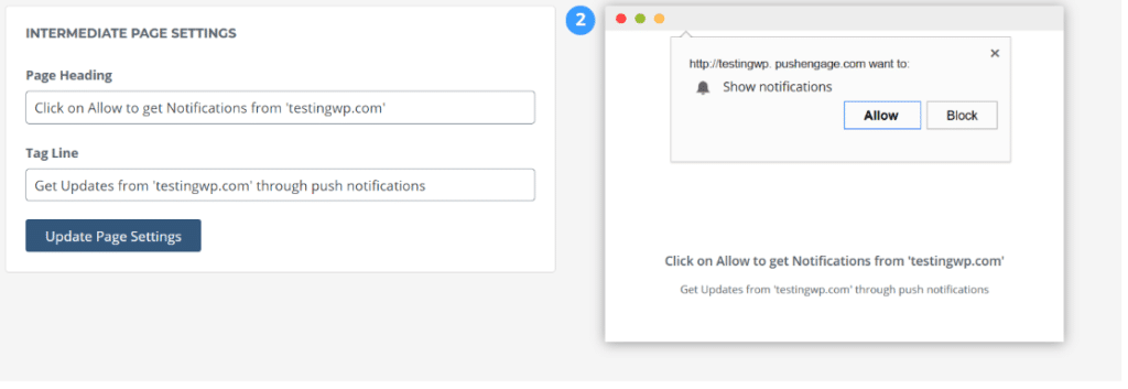 intermediate page settings