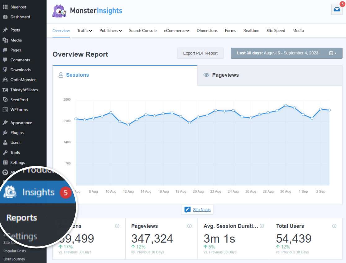 MonsterInsights Insights » Reports