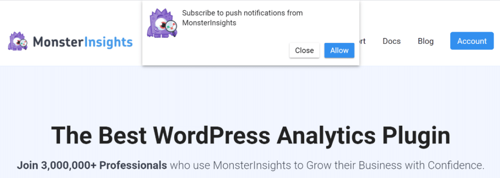 monsterinsights push notification