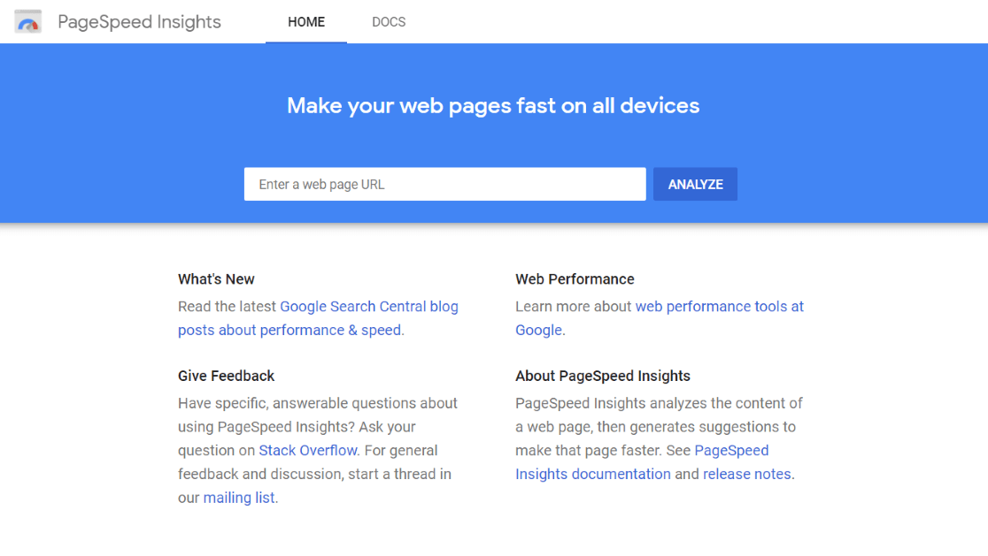 PageSpeed Insights Tool