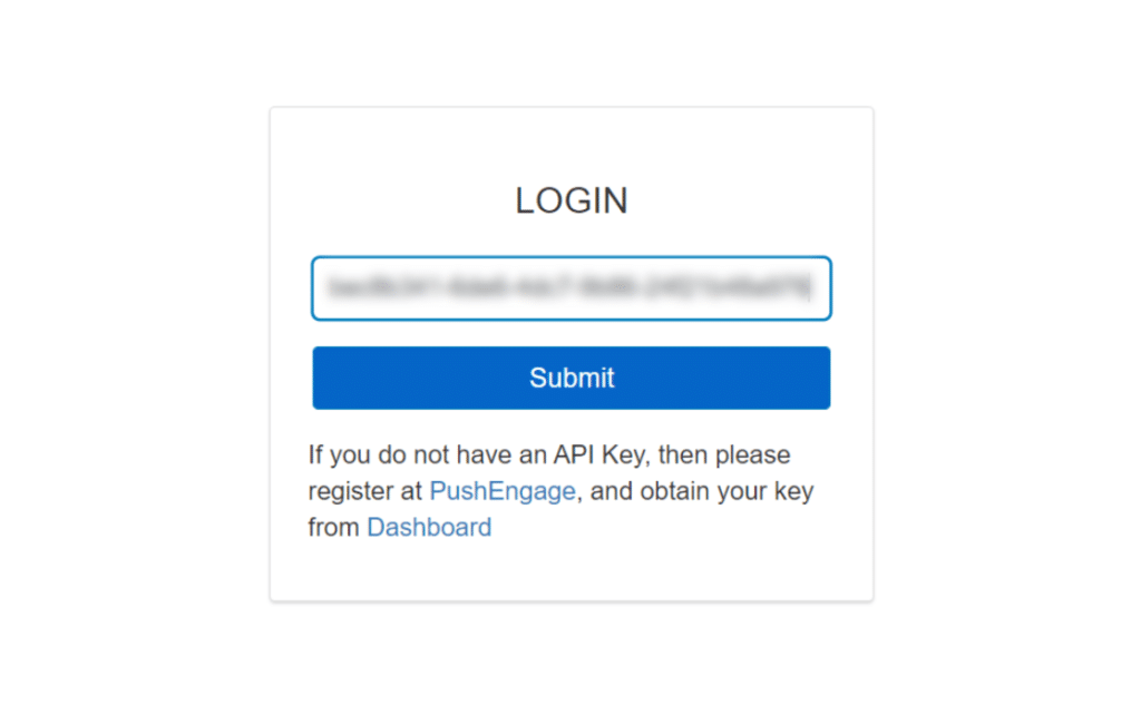 paste your api key and click submit