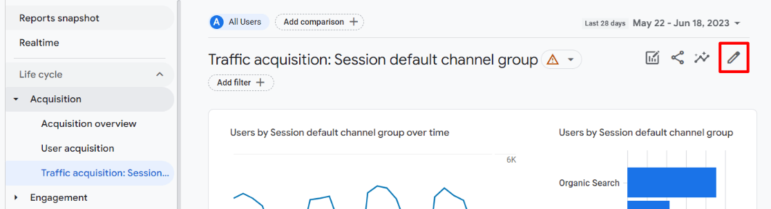 Edit traffic acquisition report GA4
