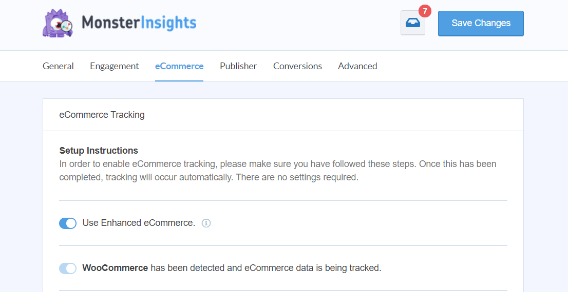 eCommerce Settings in MonsterInsights