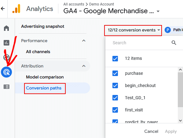 GA4 Conversion Paths Report
