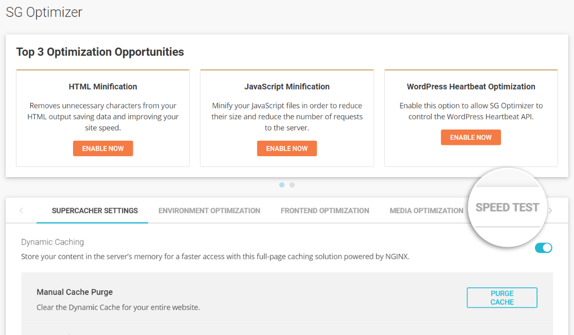 Siteground Optimizer Speed Test