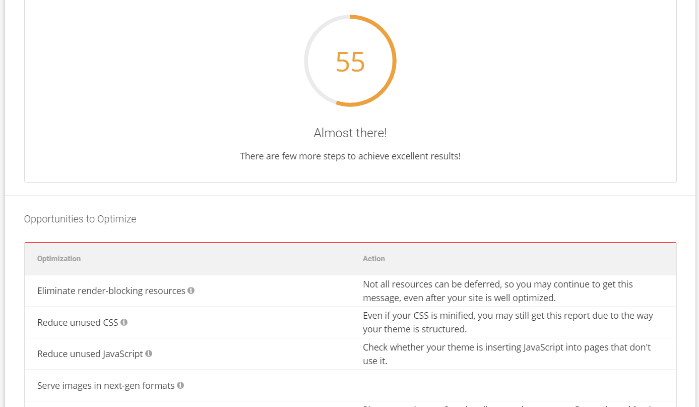 Résultats du test de vitesse au sol