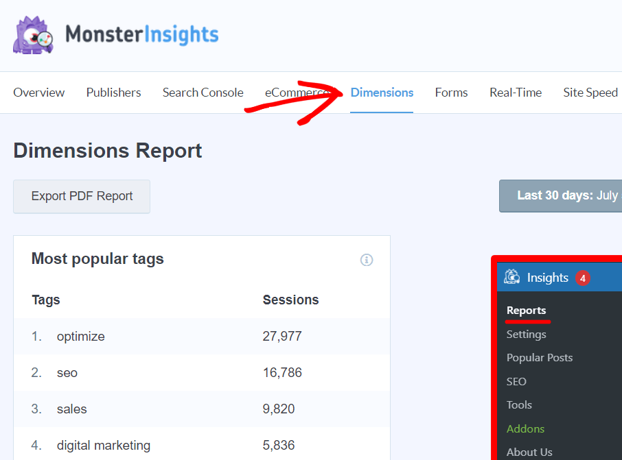 Custom Dimensions Report