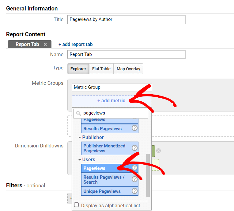 Ajouter une métrique à un rapport personnalisé