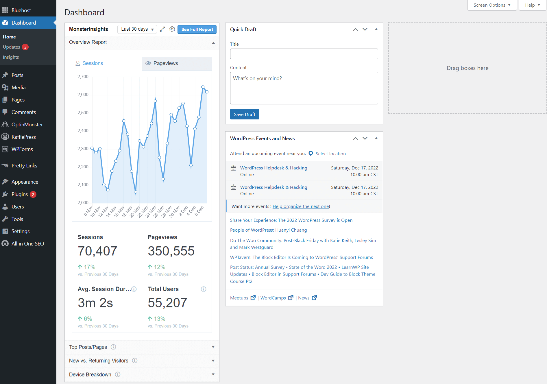 MonsterInsights Dashboard Widget