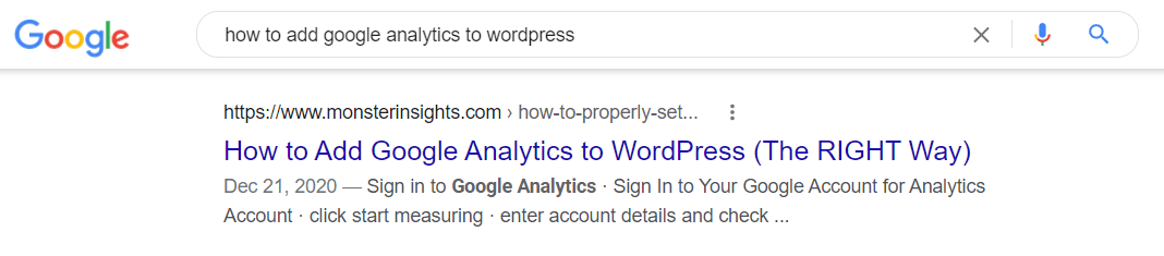 Google snippet example