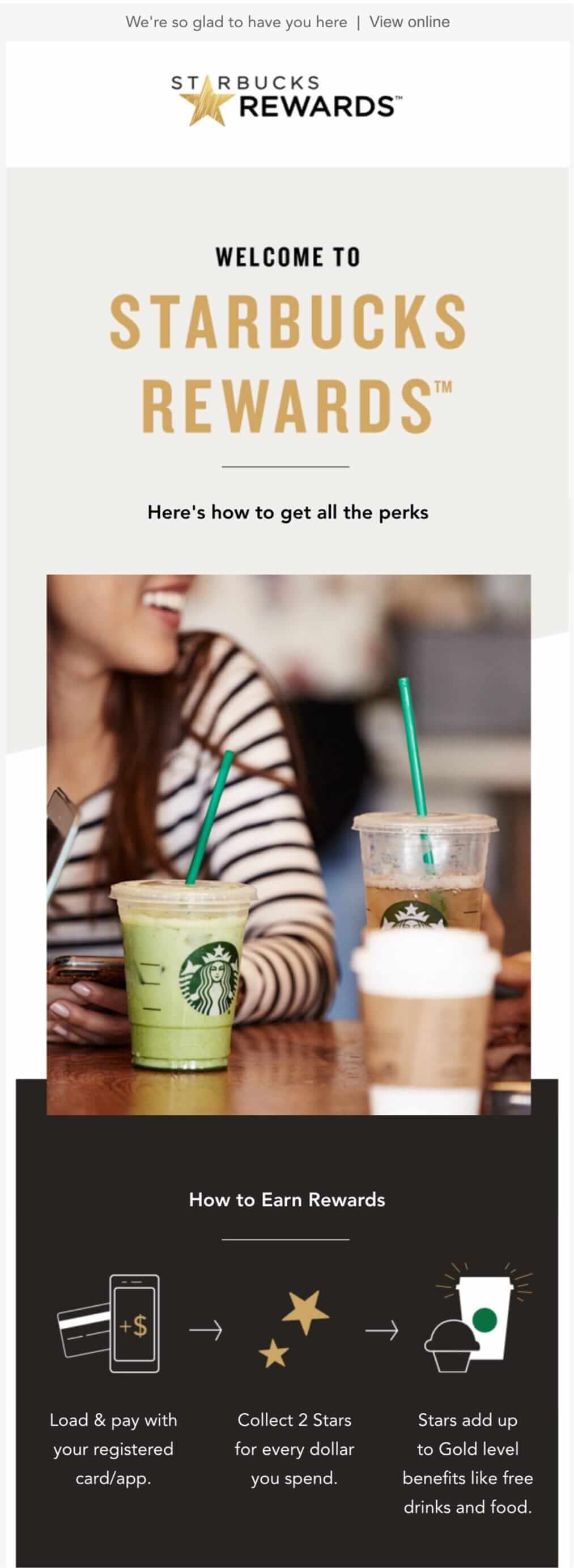 Starbucks welcome email