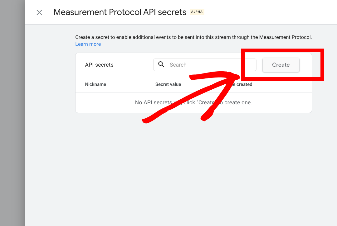 Creating API code for Google Analytics 4