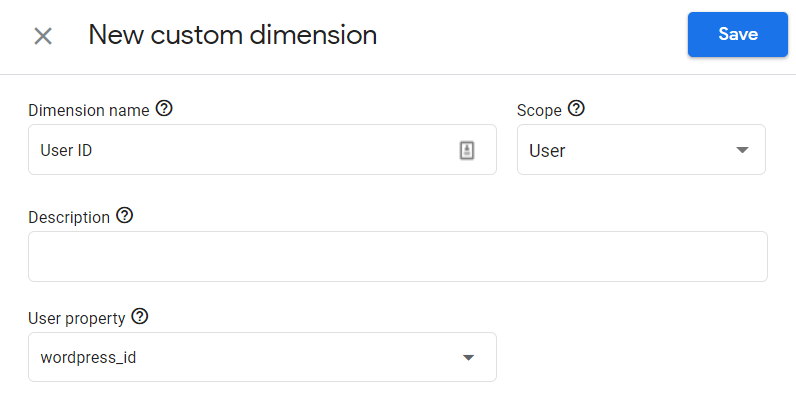 New Custom Dimension Form