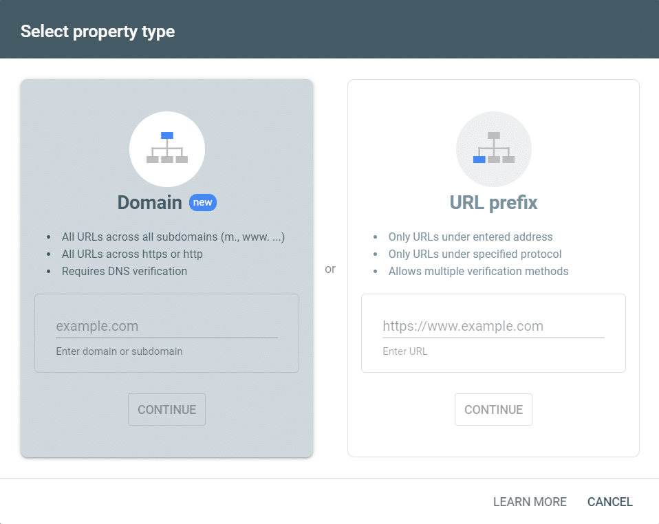 Type de propriété de la console de recherche