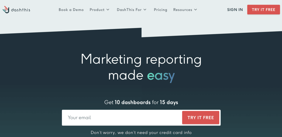 Dashthis Google Analytics reporting tool