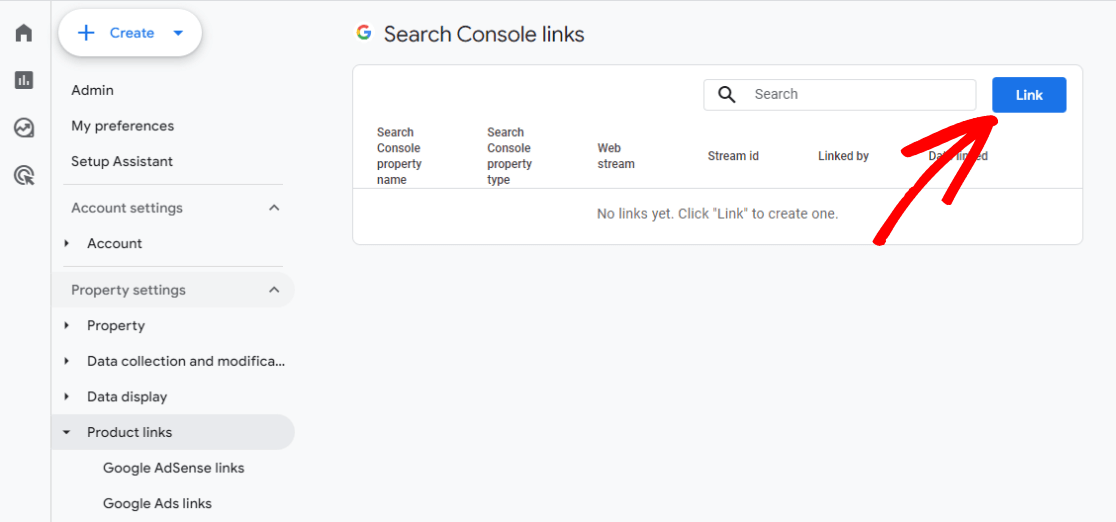 Add Search Console Link in Google Analytics