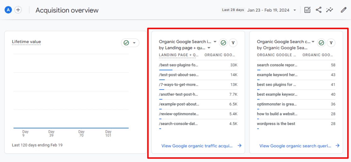 Search Console reports in Google Analytics