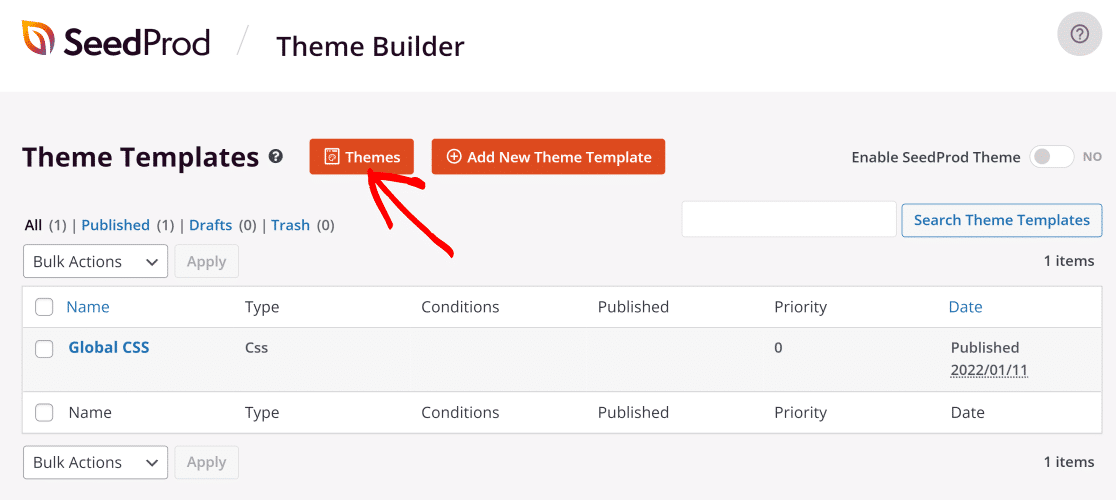 SeedProd Template Button