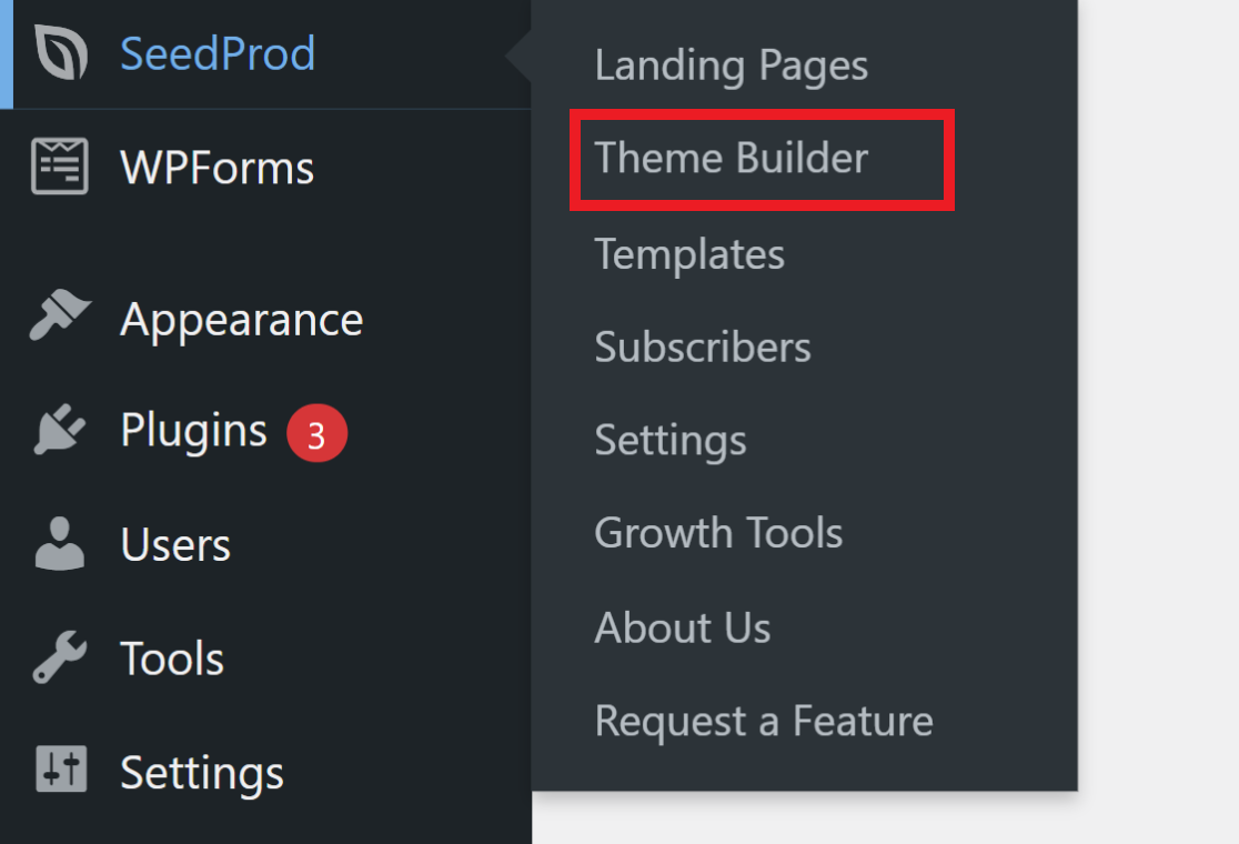 SeedProd Theme Builder Navigation