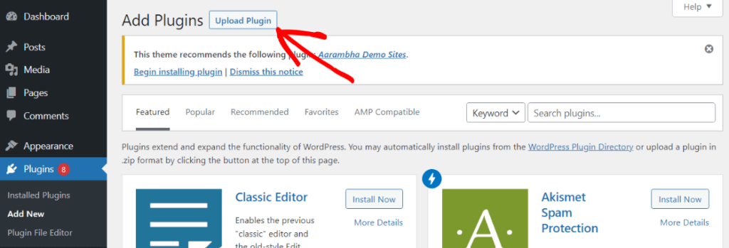 Upload a plugin to WordPress