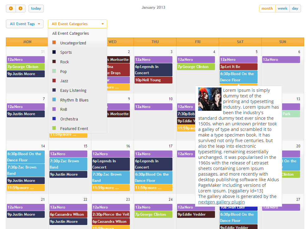 Event Calendar Example