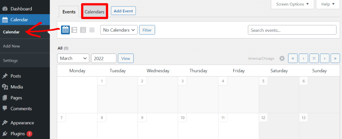 Sugar Calendar - Calendar Tab