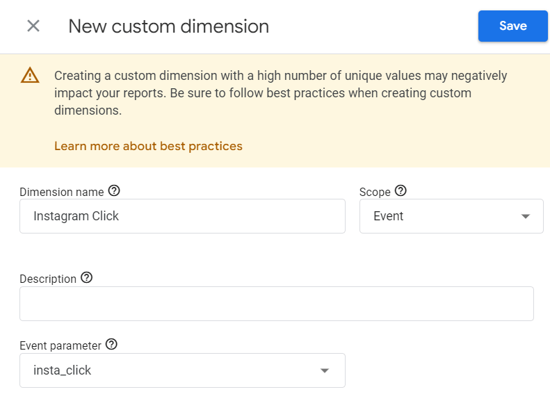 New custom dimension in GA4