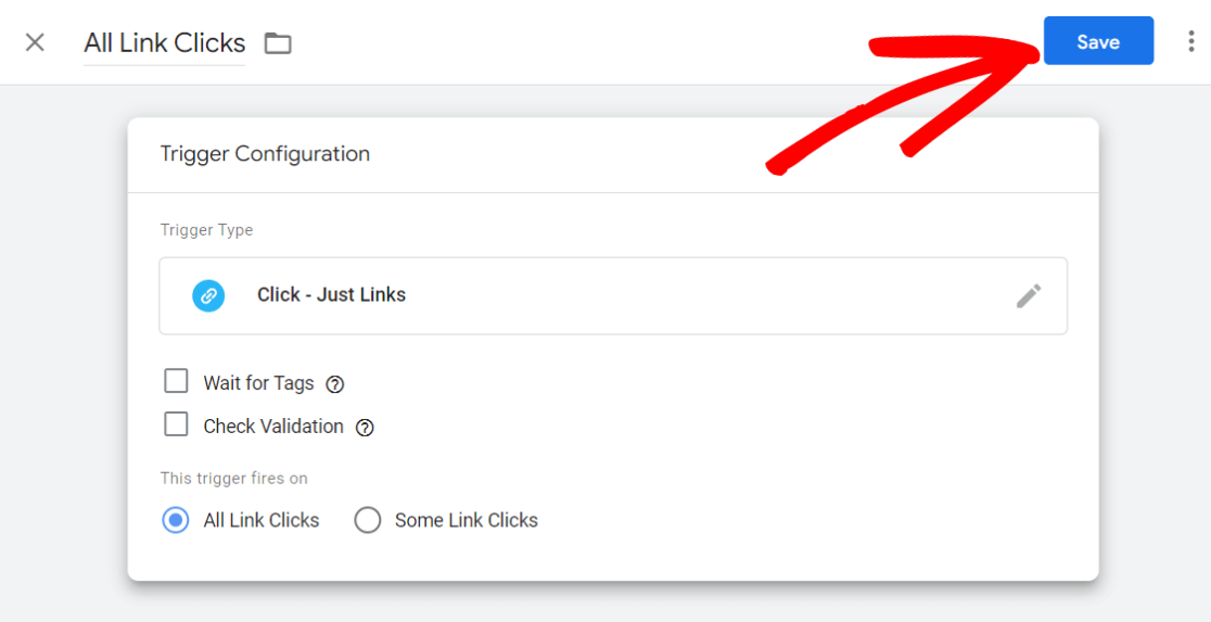 All link clicks trigger in GTM