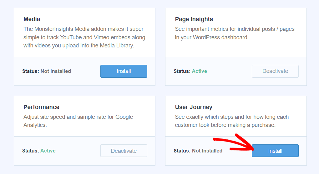 MonsterInsights User Journey Addon - Install