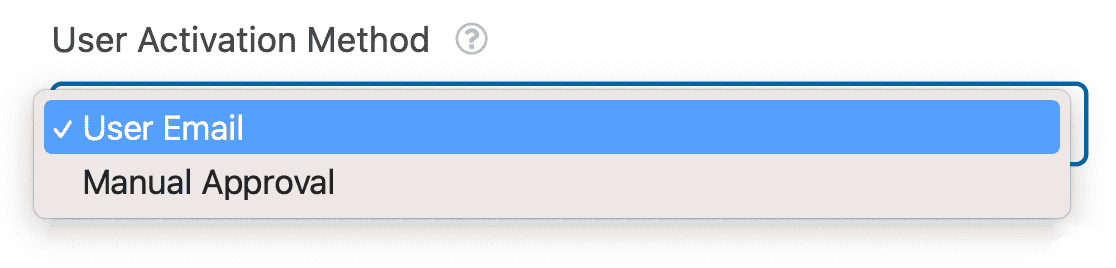 WPForms User Activation Method