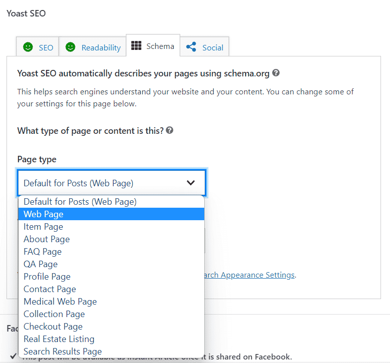 Yoast SEO Schema tab