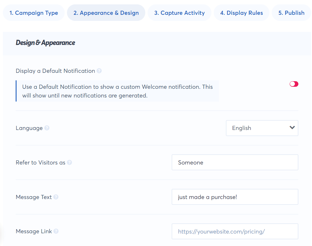 TrustPulse appearance and design