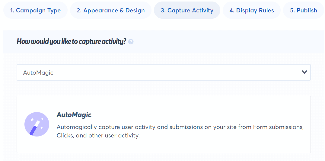 Capture activity tab - TrustPulse