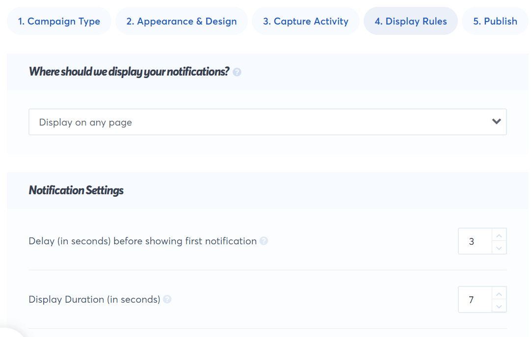 Display rules - TrustPulse