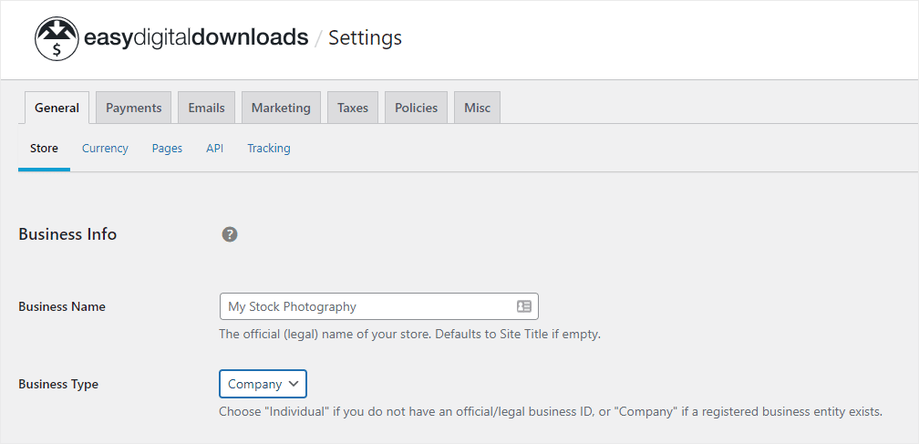 Easy Digital Downloads General Settings