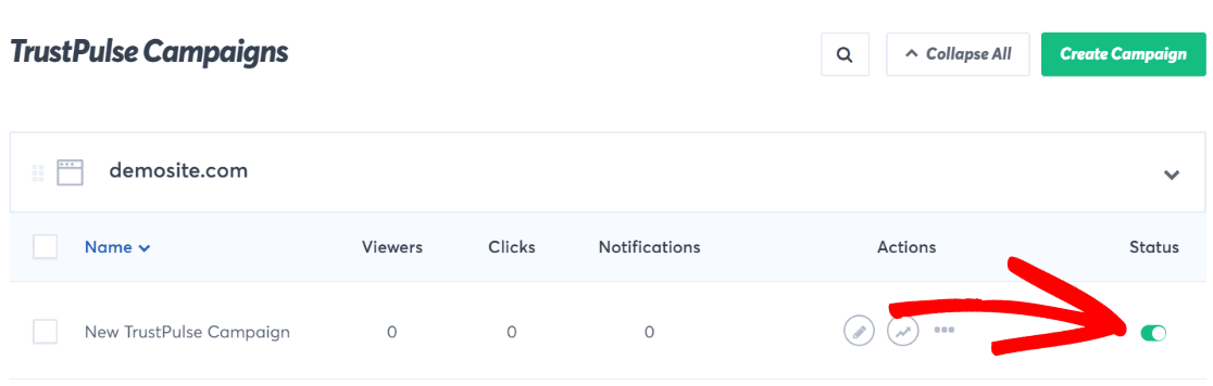 Turn TrustPulse campaign on